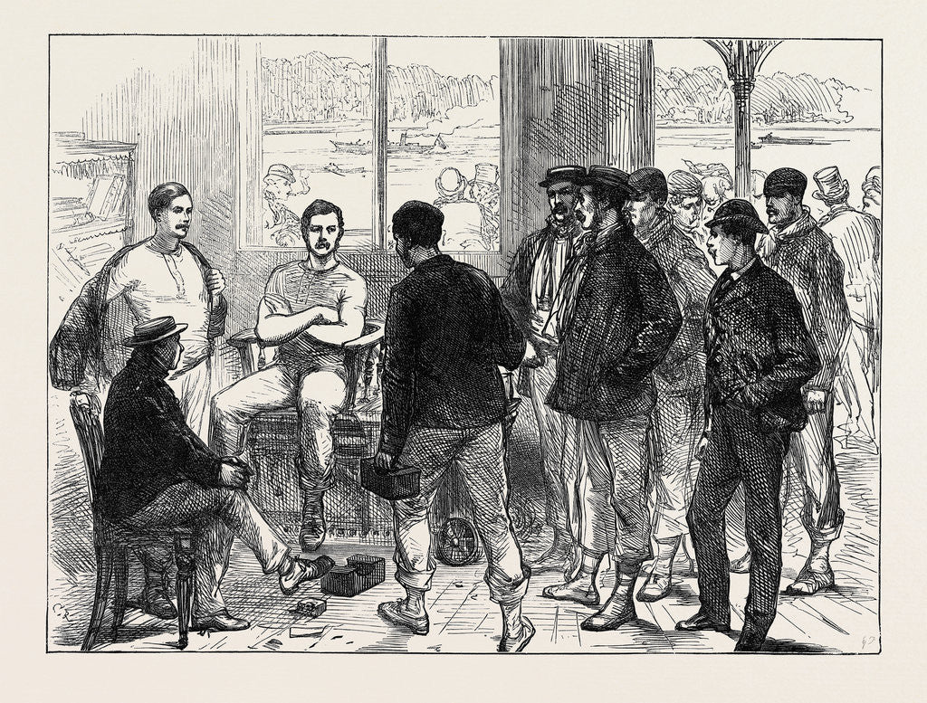 Detail of The Universities' Boat Race on the Thames: Weighing the Crew 1874 by Anonymous