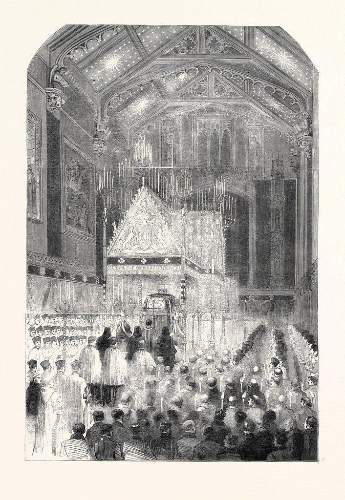 Detail of The Remains of the Late Earl of Shrewsbury Lying in State, in St. Peter's Chapel, Alton Towers, 1852 by Anonymous