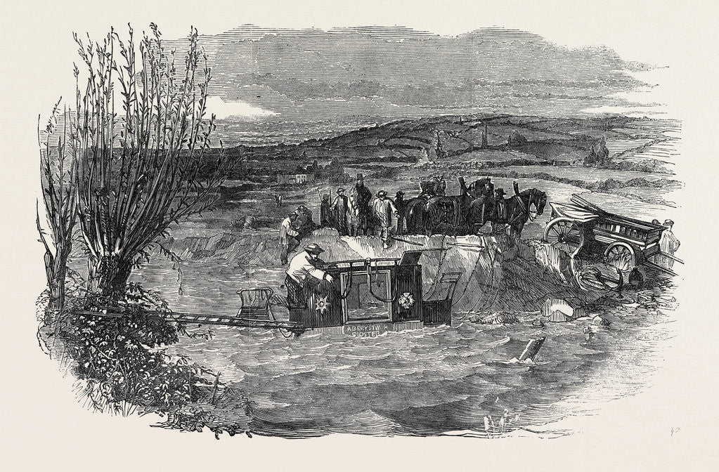 Detail of Taking the Gloucester and Aberysthwyth Mail-Coach Out of the River Frome by Anonymous