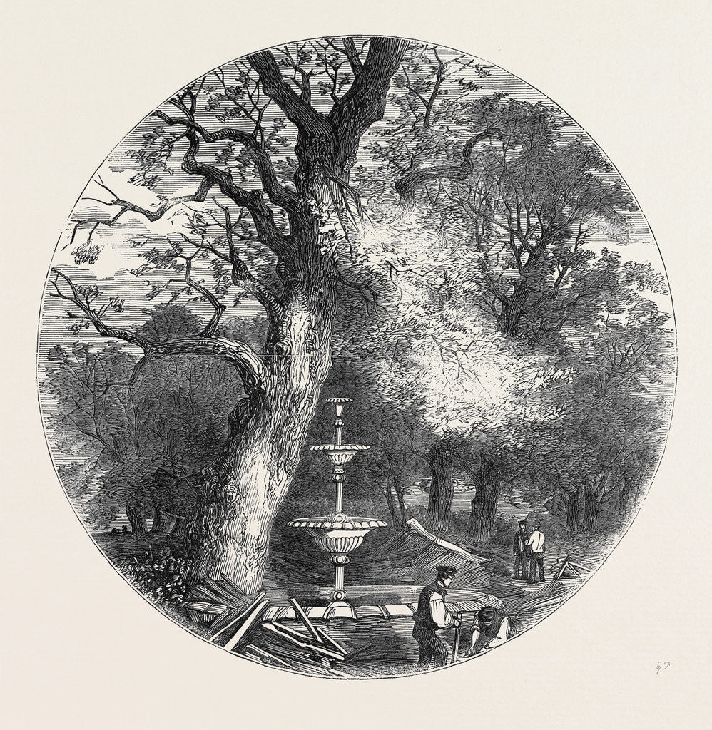Detail of The Old Crystal Palace in Hyde Park: Fountain in the North Transept, 1852 by Anonymous