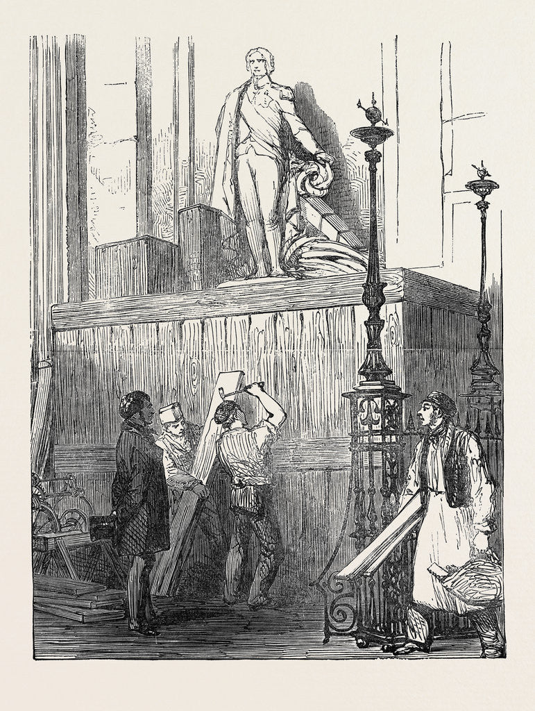 Detail of Preparations for the Funeral of the Duke of Wellington, in St. Paul's Cathedral: The Nelson Monument, 1852 by Anonymous