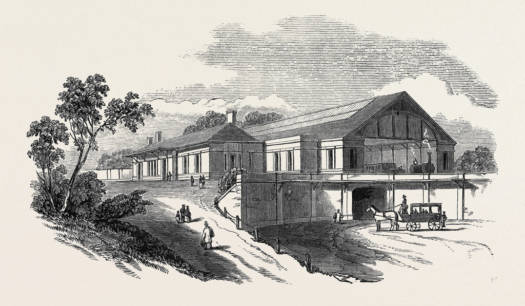 Detail of The Oxford and Birmingham Railway: The Leamington Station, 1852 by Anonymous