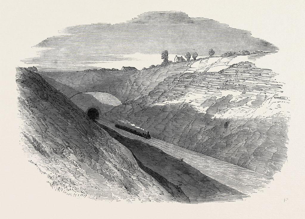 Detail of The Oxford and Birmingham Railway: Cutting at Harbury, 1852 by Anonymous