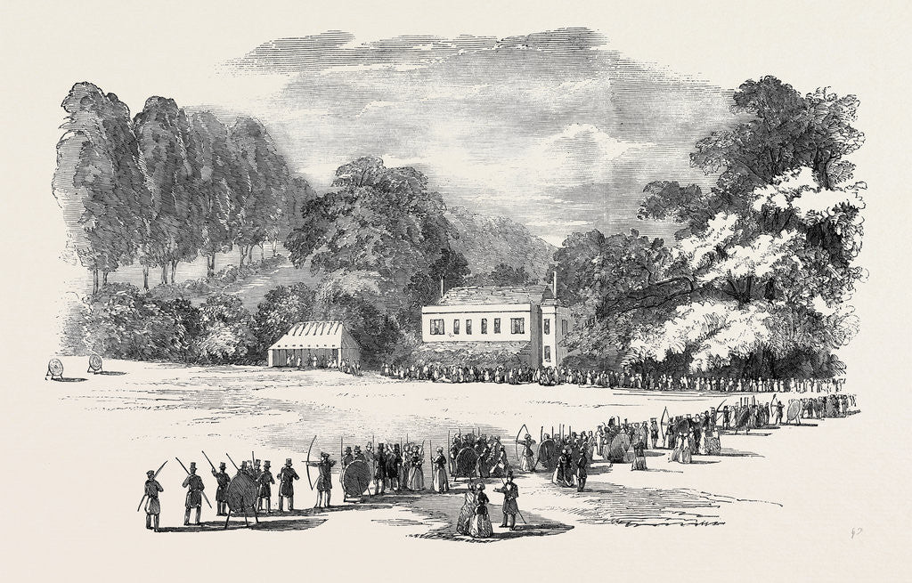 Detail of Grand Meeting of the Devon and Cornwall Archery Clubs, at Bitton Manor, Teignmouth. by Anonymous