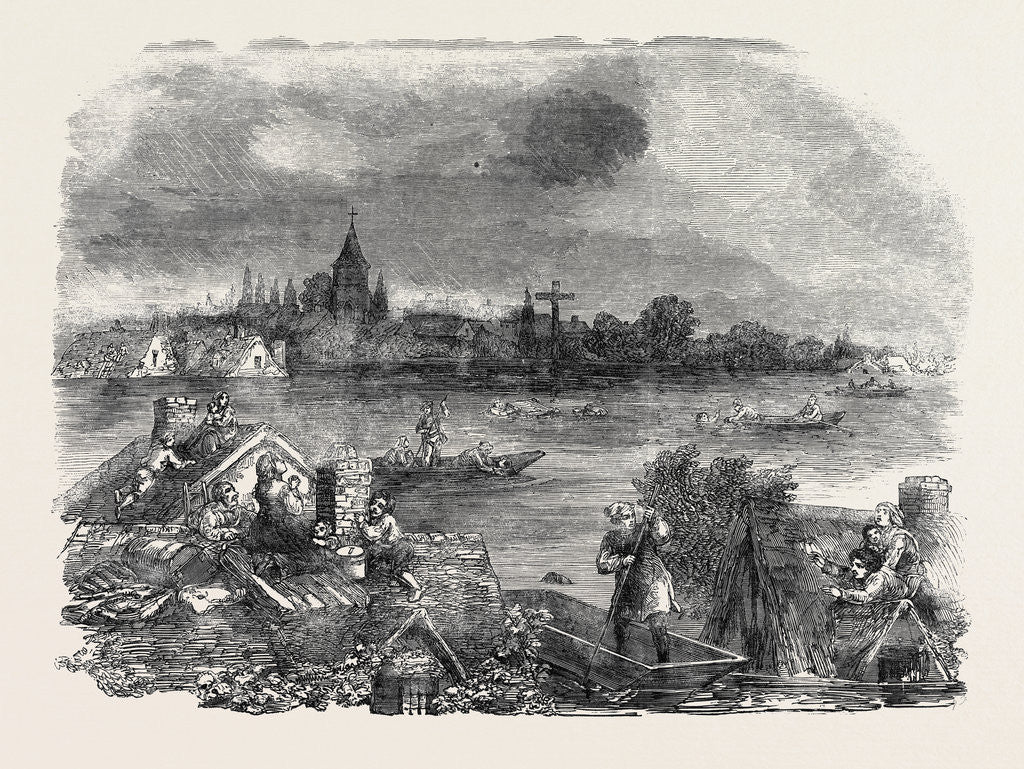 Detail of The Village of Boucharge Inundated by the Rhone, 1852 by Anonymous