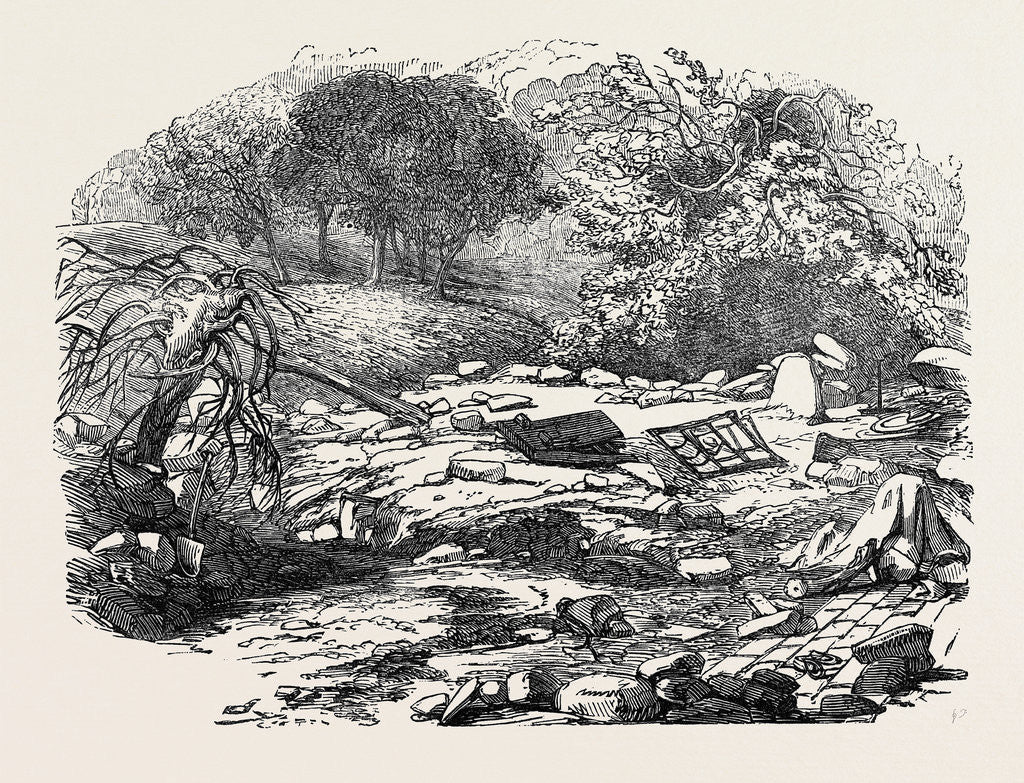 Detail of The Inundations in Worcestershire: Ruins of the Bower, 1852 by Anonymous