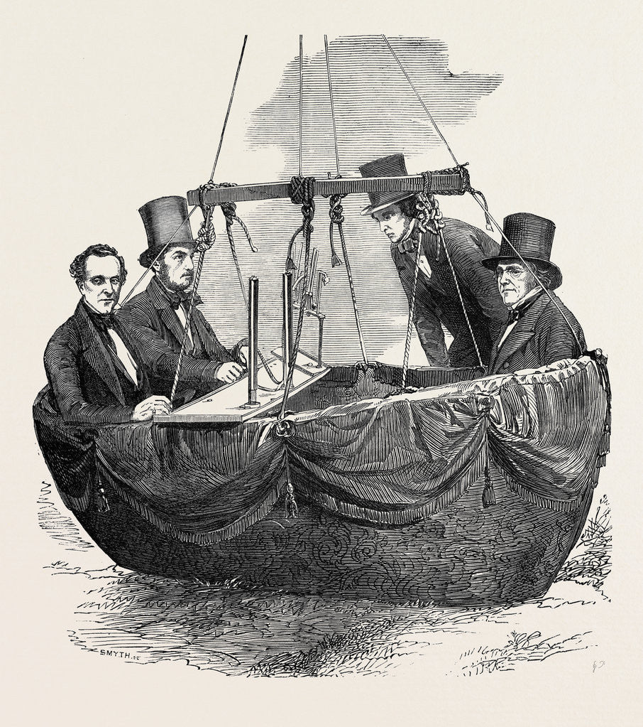 Detail of Scientific Balloon Ascent from Vauxhall Gardens, London, 1852; Mr. Nicklin, Mr. Welsh (Second from Left), Mr. Adie (Second from Right), Mr. Green by Anonymous