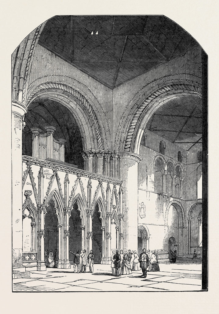 Detail of Meeting of the British Archaeological Association, Newark: Interior of Southwell Minster by Anonymous