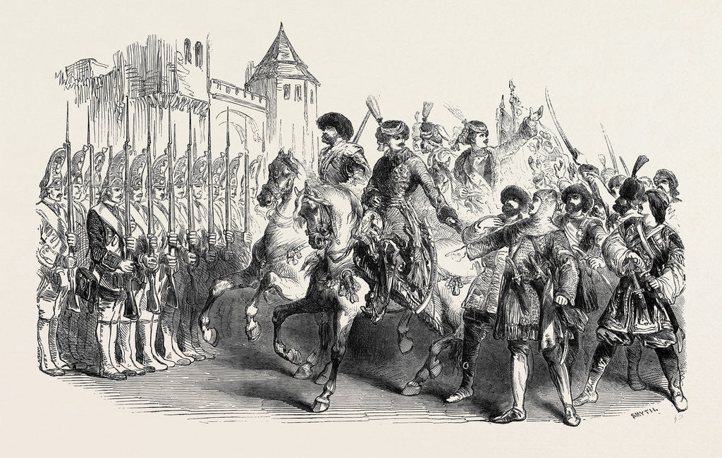 Detail of Scene from Pietro Il Grande, at the Royal Italian Opera, the Review at the Battle of Pultava by Anonymous