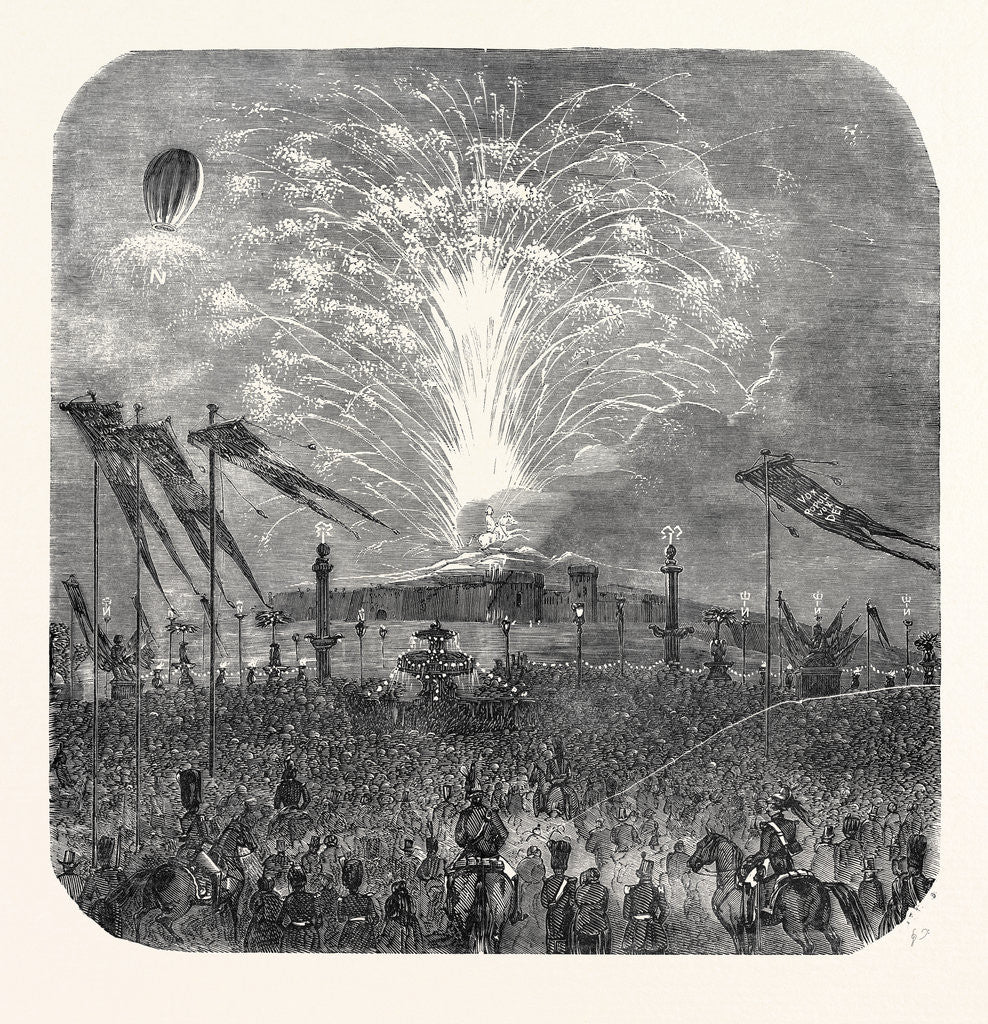 Detail of Fireworks in the Place De La Concorde, 1852 by Anonymous