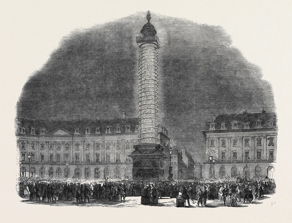 Detail of The Column in the Place Vendome, Illuminated, 1852 by Anonymous