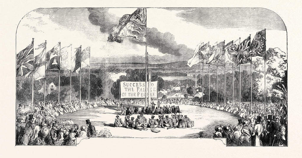 Detail of The New Crystal Palace, Sydenham, Placing the First Pillar, 1852 by Anonymous