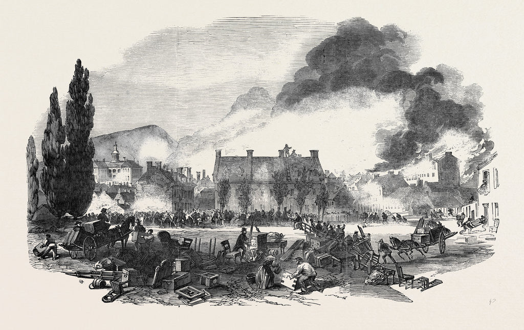 Detail of Great Fire at Montreal, Sketched from the North Corner of the Champ De Mars, 1852 by Anonymous