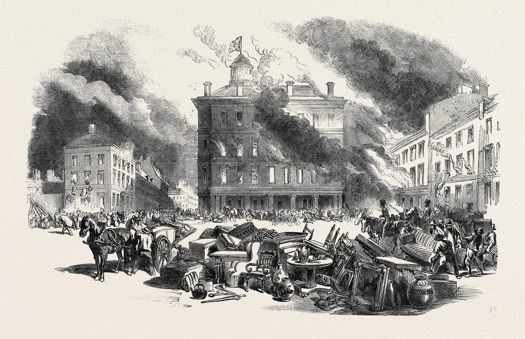 Detail of Great Fire at Montreal: Dalhousie Square, Hay's House, 1852 by Anonymous