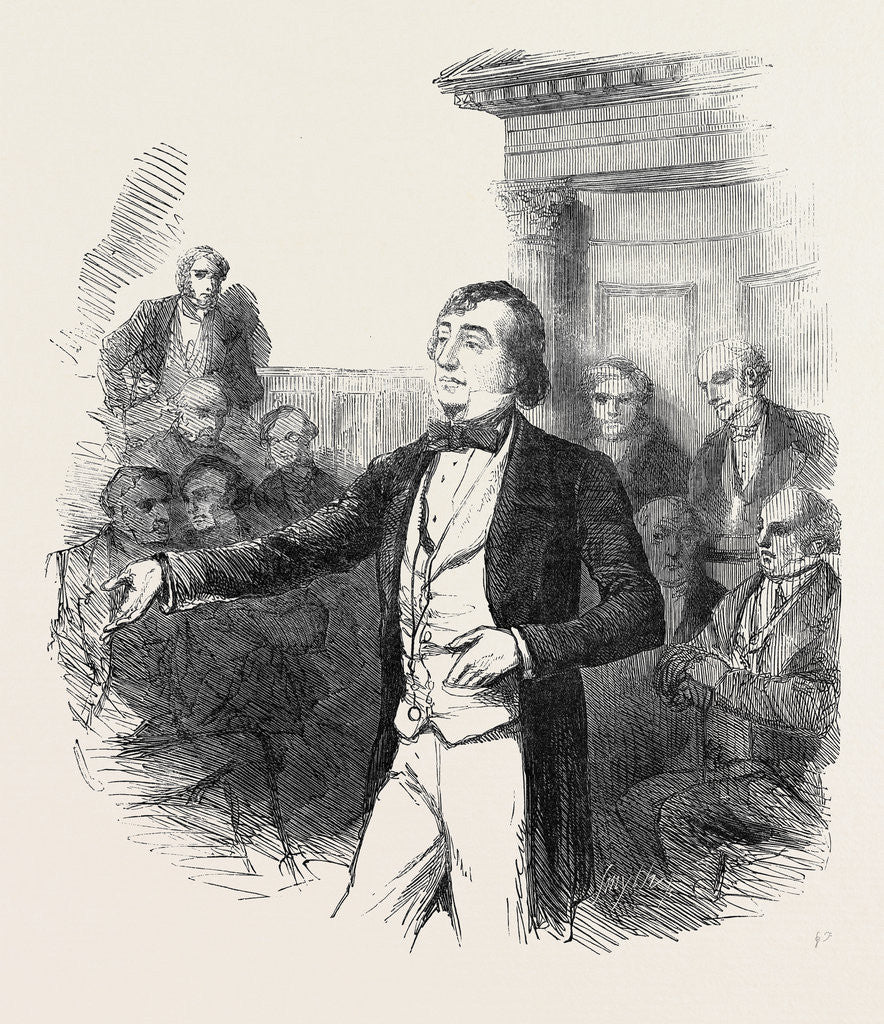 Detail of The Bucks Election, Mr. Disraeli Addressing the Electors in the County Hall, Aylesbury, 1852 by Anonymous