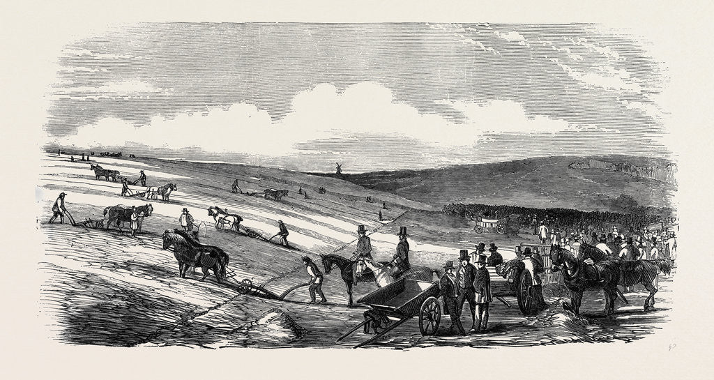 Detail of The Royal Agricultural Society of England, Meeting at Lewes: Trial of Implements, at the Wallands, 1852 by Anonymous