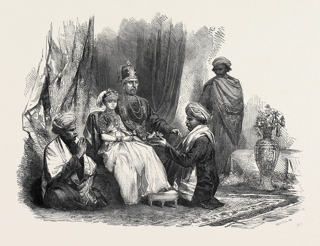 Detail of The Ex-Rajah of Coorg, and His Daughter the Princess Gouramma, and Suite, 1852 by Anonymous