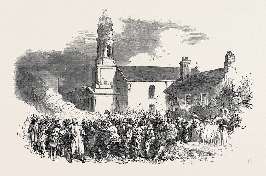 Detail of The Riot at Stockport: The Roman Catholic Chapel of Saints Philip and James, Edgeley, 1852 by Anonymous