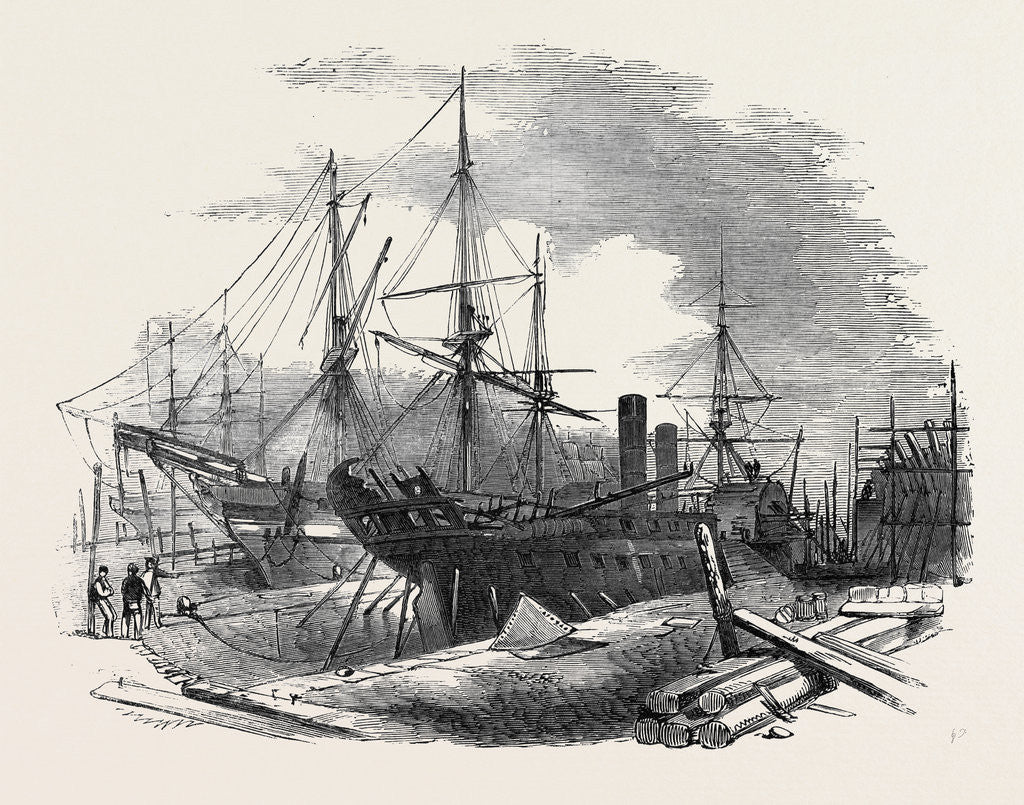Detail of The Indus Steamship Partly Destroyed by Fire, in Messrs. Wigram's Dry Dock, Blackwall, 1852 by Anonymous