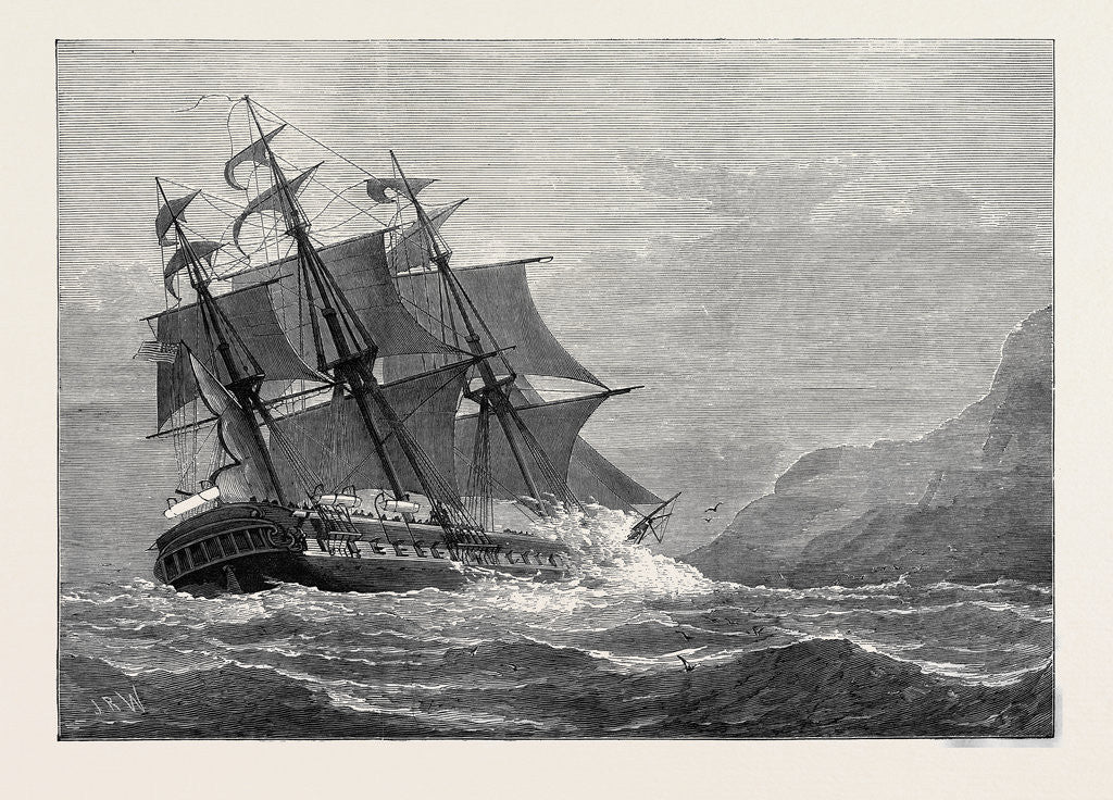 Detail of The American Frigate Constitution on Shore at Swanage Point 1879 by Anonymous