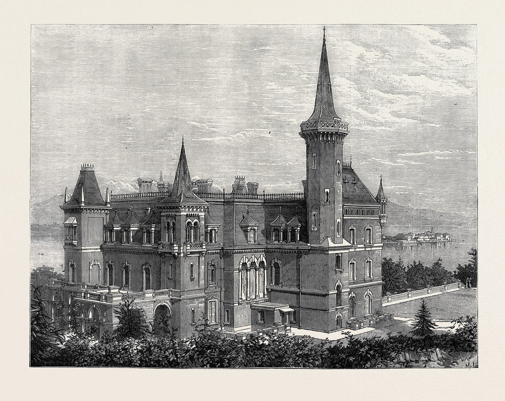 Detail of The Queen's Residence in Italy: Villa Clara Lago Maggiore 1879 by Anonymous