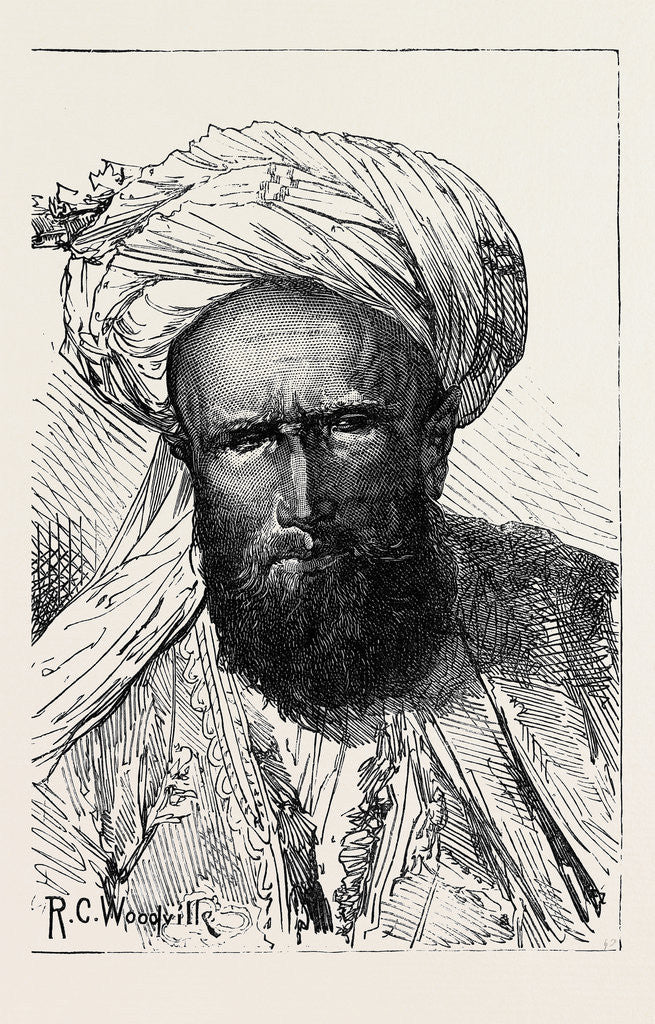 Detail of The War in Afghanistan: Men of Different Afghan Tribes: Mahaz Khan (a Tajik) Khan of Pesh Bolak 1879 by Anonymous