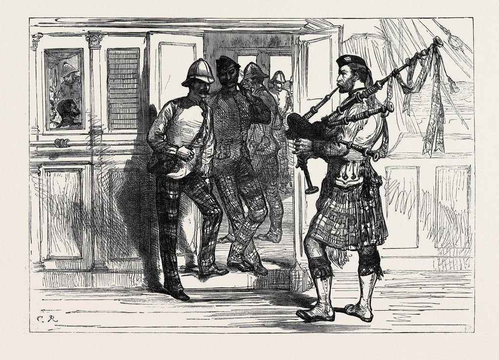 Detail of En Route to the Zulu War: The Mess-Piper of the 91st on Board the Pretoria 1879 by Anonymous