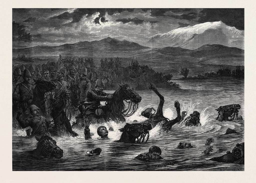 Detail of The Afghan War: The Disaster to the 10th Hussars in the Cabul River 1879 by Anonymous