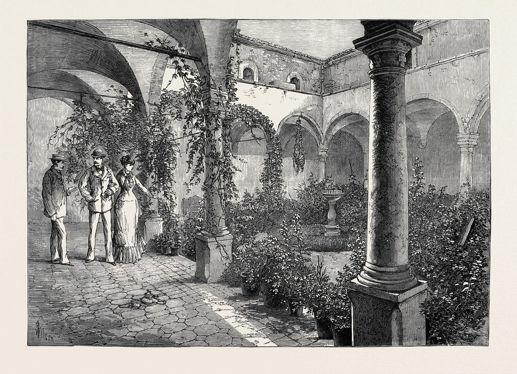 Detail of The Duke and Duchess of Connaught in Sicily: Quadrangle of the Castello Catarina at Taormina 1879 by Anonymous