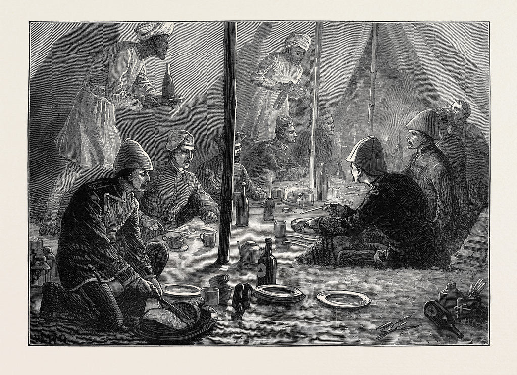 Detail of The Afghan War: Mess Tent of the Fourth Battalion of Rifles at Basawul 1879 by Anonymous