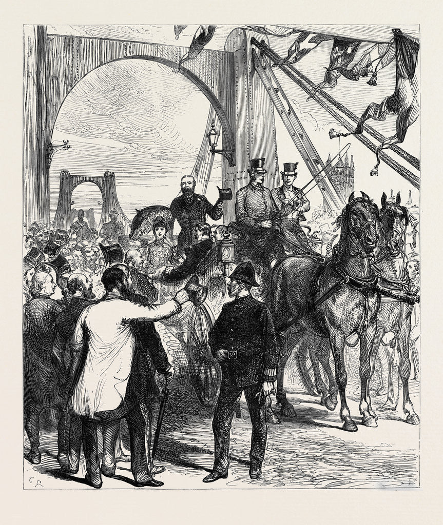 Detail of Opening Thames Bridges Free of Toll: The Metropolitan Board of Works Receiving the Prince and Princess of Wales at Lambeth Bridge London 1879 by Anonymous