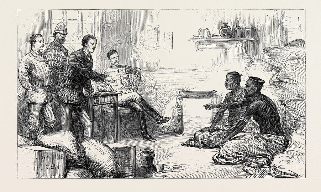 Detail of The Zulu War: Interrogating Cetewayo's Messengers at Dalmain's Farm (Fort Cherry) 1879 by Anonymous