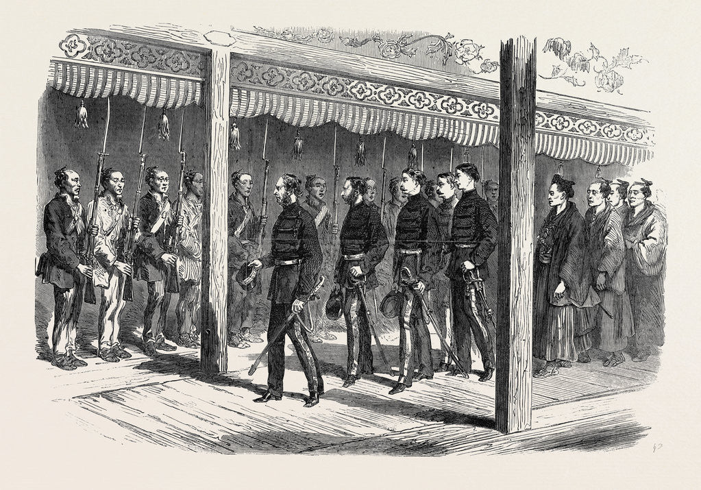 Detail of A Visit to the Tycoon of Japan: Sir Harry Parkes and Suite in the Vestibule of the Palace at Osaka Going to Visit the Tycoon 1867 by Anonymous