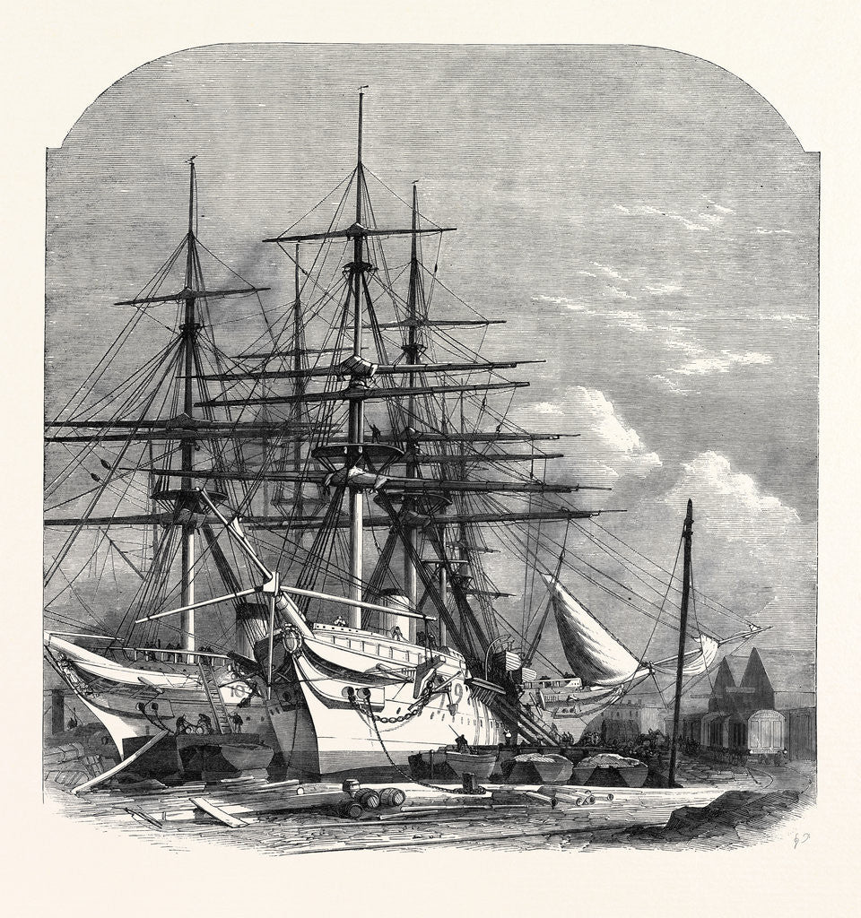 Detail of Hospital Ships for the Abyssinian Expedition Fitting Out in the Victoria Docks 1867 by Anonymous