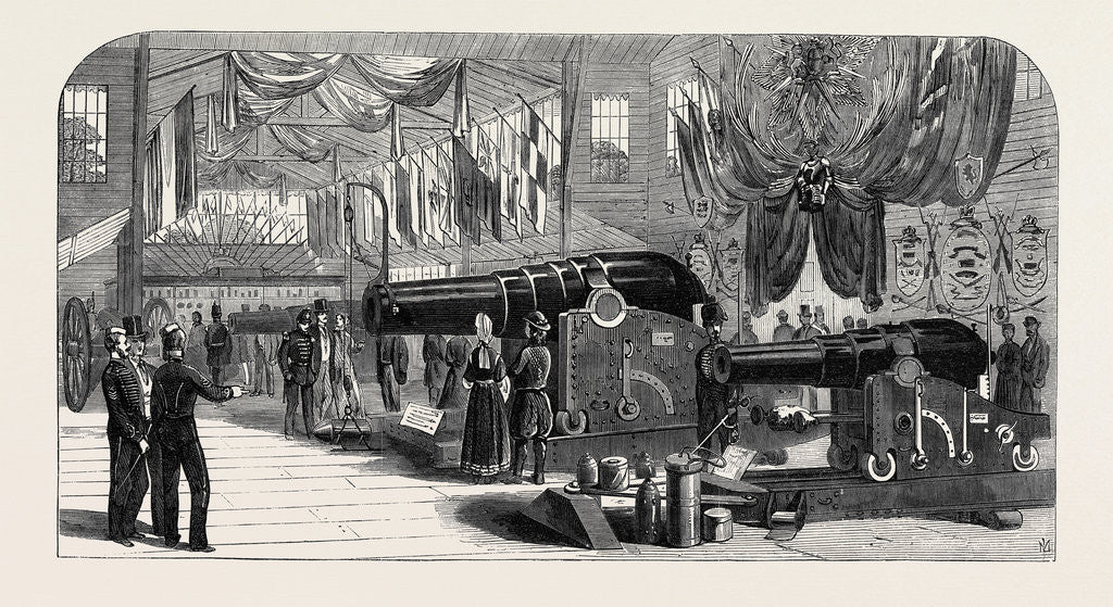Detail of The Paris International Exhibition: Munitions of War Exhibited by Private Manufacturers France Cannon 1867 by Anonymous