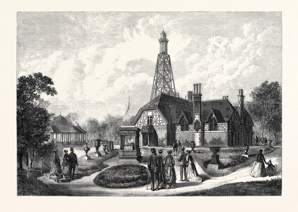 Detail of The English Cottage and Terra-Cotta Boiler-House in the British Section of the Park of the Paris Exhibition France 1867 by Anonymous