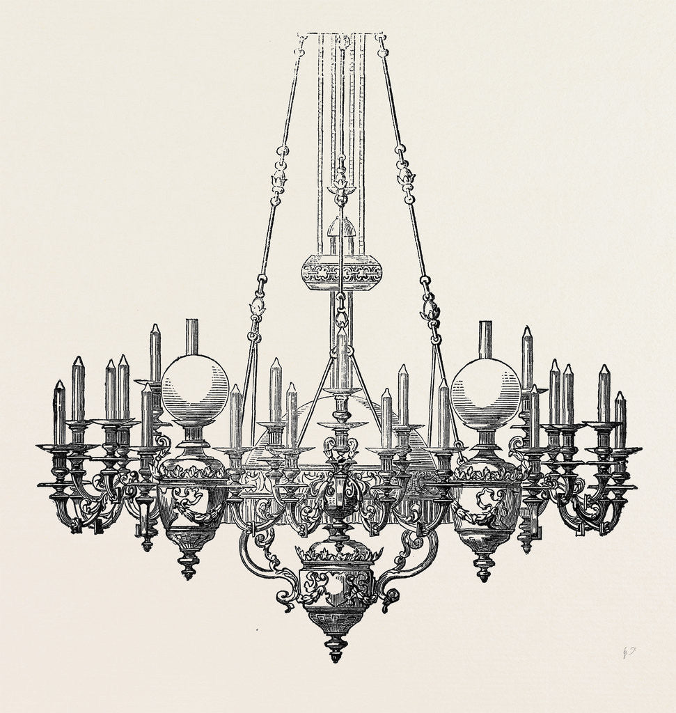 Detail of The Paris International Exhibition: Chandelier, France 1867 by Anonymous
