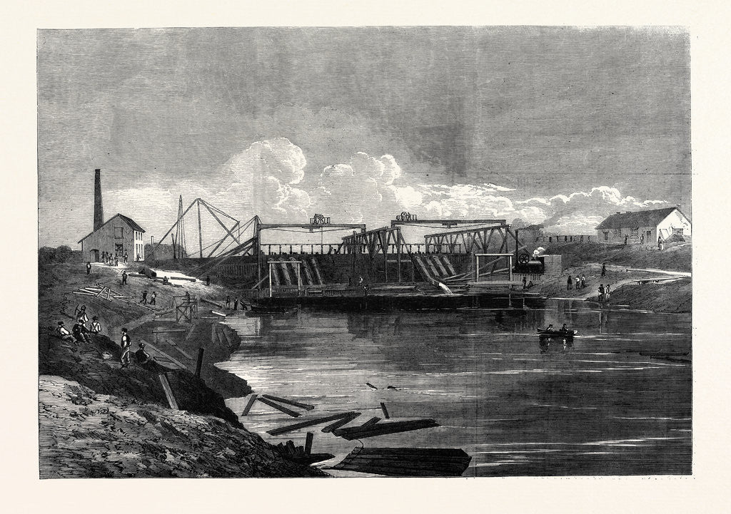 Detail of The Inundations in the Fens: The Syphon Dam of the Middle-Level Drain 1862 by Anonymous