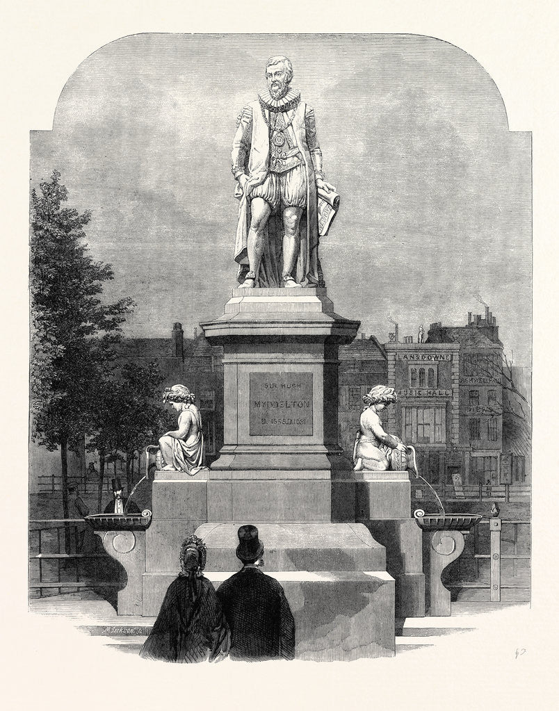 Detail of The Statue of Sir Hugh Myddelton at Islington Green by Anonymous