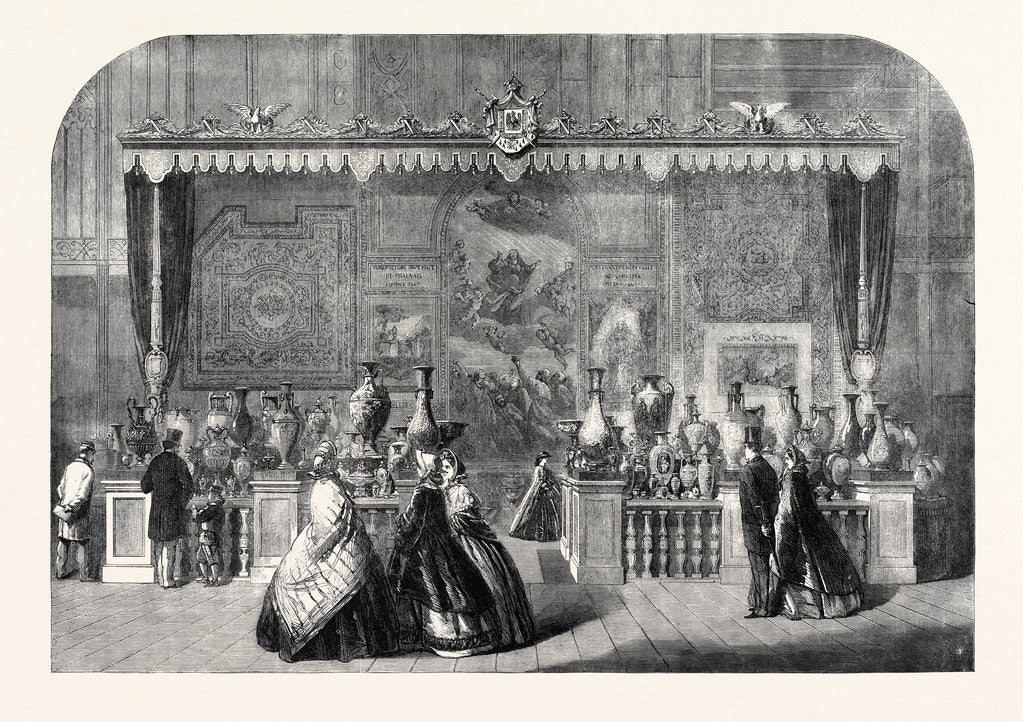 Detail of The International Exhibition: Tapestries of Gobelins and Beauvais and China of Sevres 1862 by Anonymous