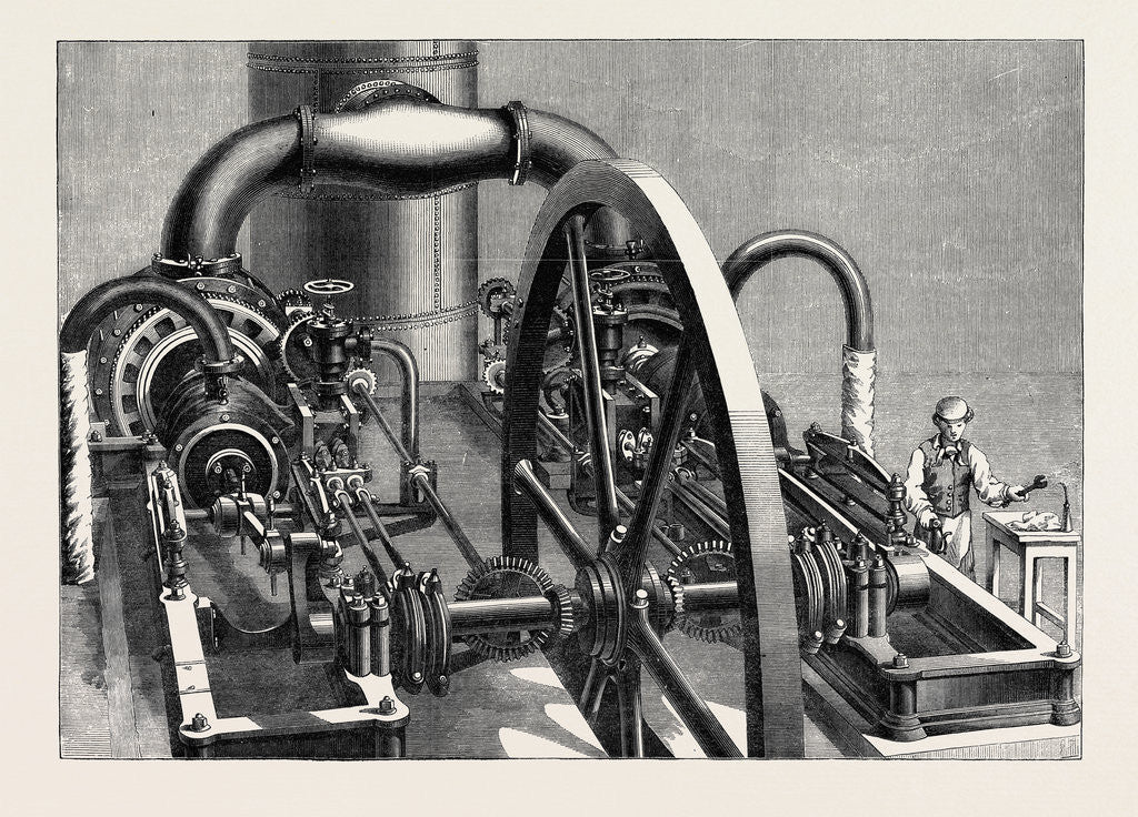 Detail of The International Exhibition: Blowing-Engine in the Belgian Department of the Western Annexe 1862 by Anonymous
