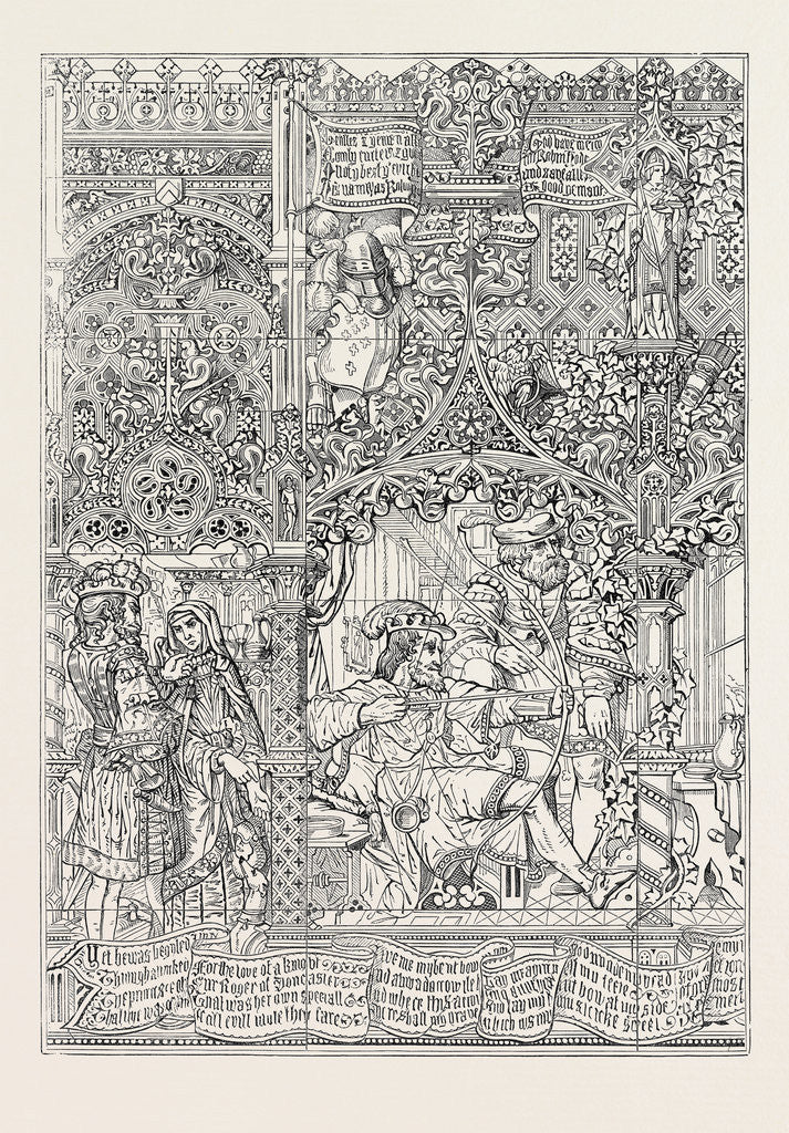 Detail of The International Exhibition: Stained Glass Window: Robin Hood's Last Shot 1862 by Anonymous