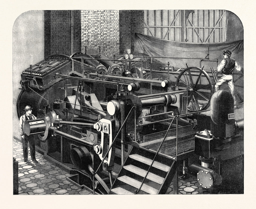 Detail of The International Exhibition: Messrs. Maudslay's Engines of 800 Horse Power for the Valiant 1862 by Anonymous
