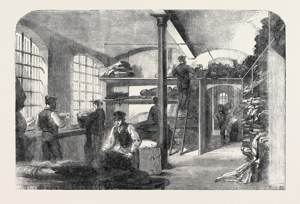 Detail of The Cotton Famine: Receiving Clothes at Bridewell Hospital London for the Distressed Operatives 1862 by Anonymous