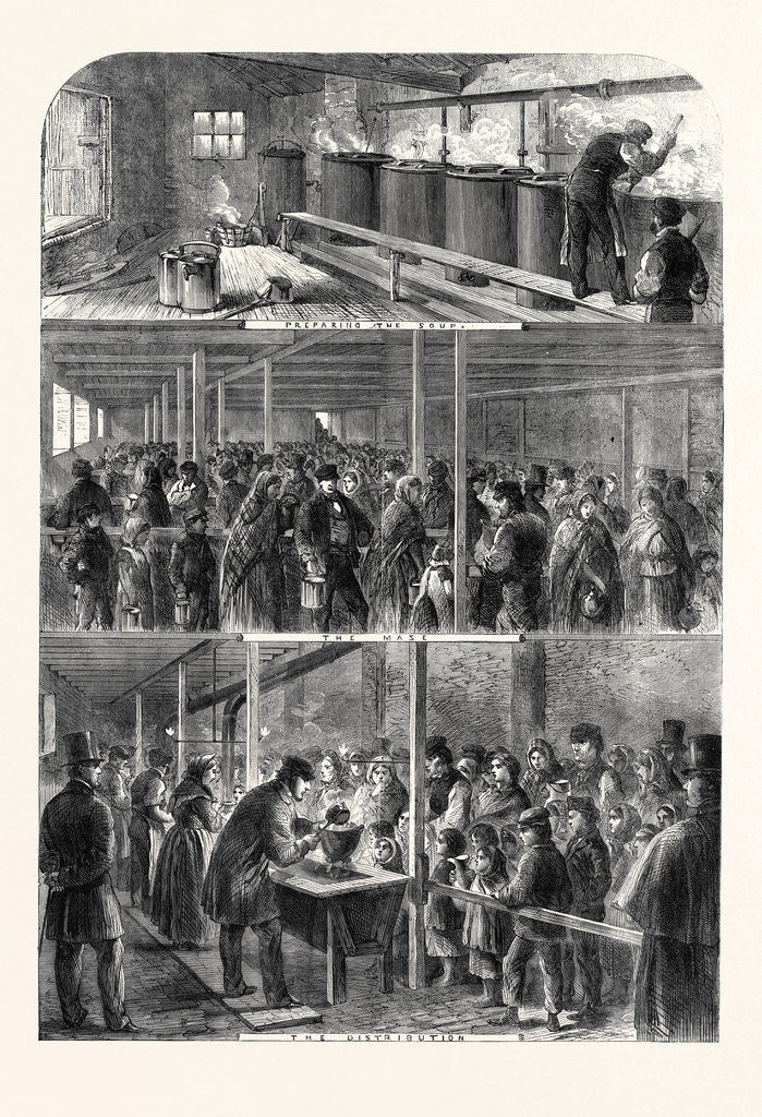 Detail of The Cotton Famine: The Society of Friends' Soup Kitchen Ball Street Lower Moseley Street Manchester 1862 by Anonymous