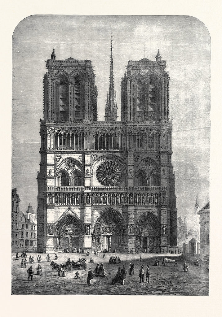 Detail of Restoration of Notre Dame Paris: The Western Facade 1862 by Anonymous