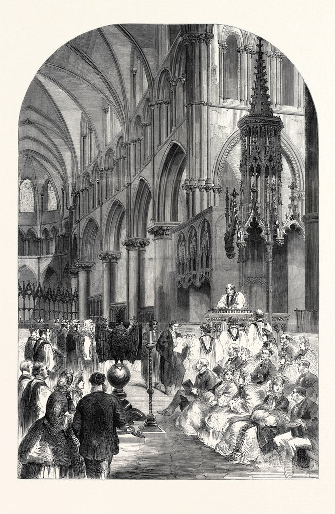 Detail of Enthronisation of the Most Rev. Dr. Charles Thomas Longley Lord Archbishop of Canterbury in the Choir of Canterbury Cathedral 1862 by Anonymous