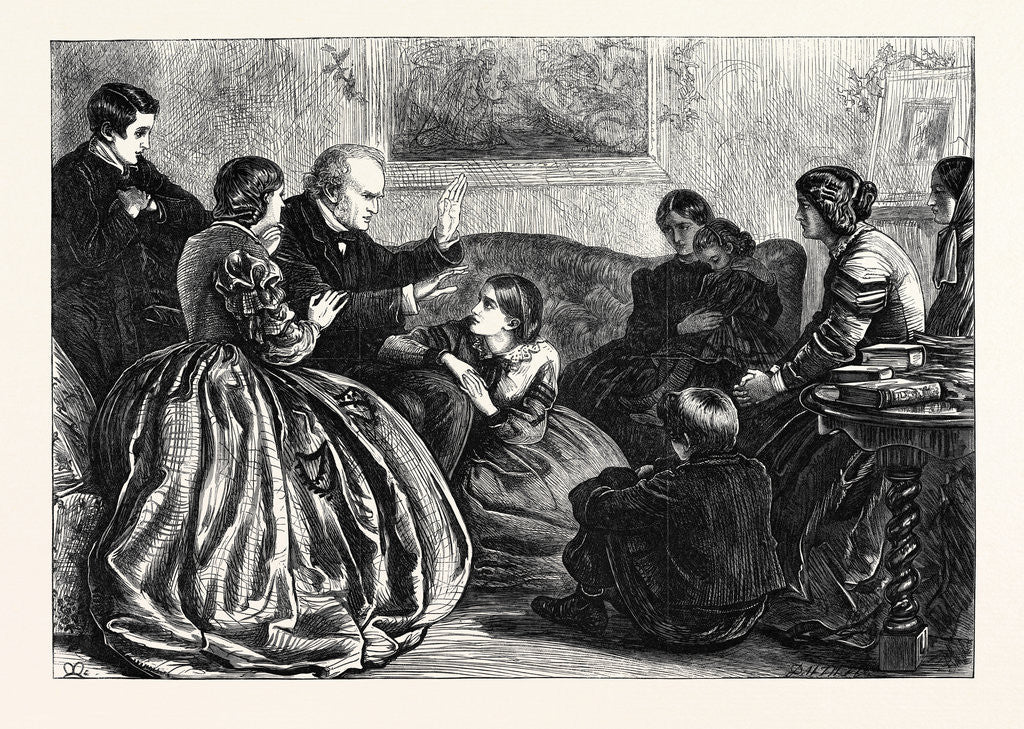 Detail of Christmas Story Telling 1862 by Anonymous