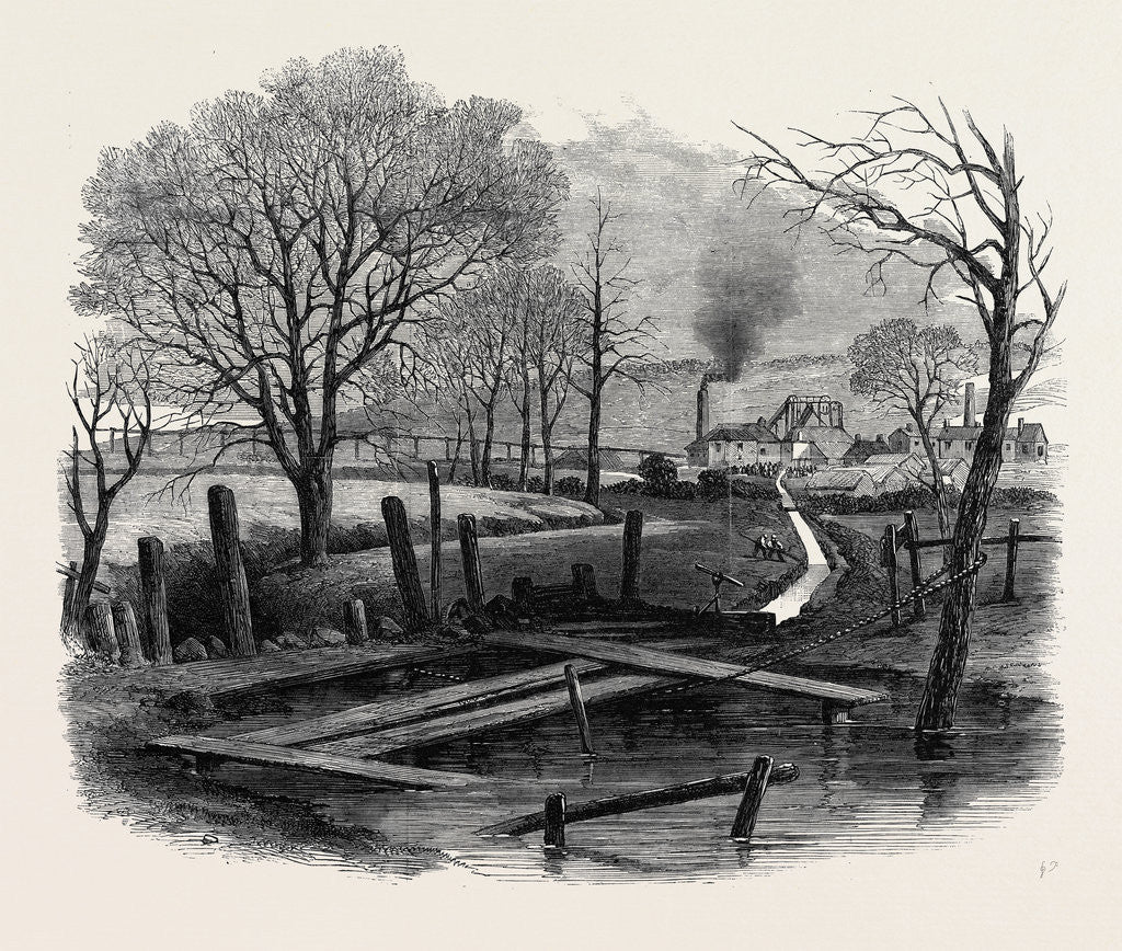 Detail of The Fatal Explosion at St. Edmund's Main Colliery Barnsley: Trench Cut to the Dearne and the Dove Canal for the Purpose of Flooding the Pit 1862 by Anonymous