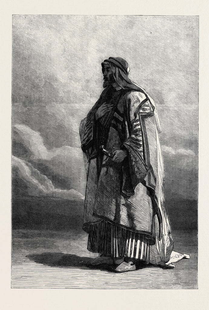 Detail of Miguel El Musrab Sheikh of the Anazeh Tribe, in the Winter Exhibition of the Water Colour Society 1862 by Anonymous
